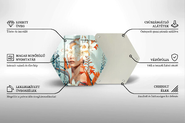 Tabla de cortar de vidrio Mujer en flores