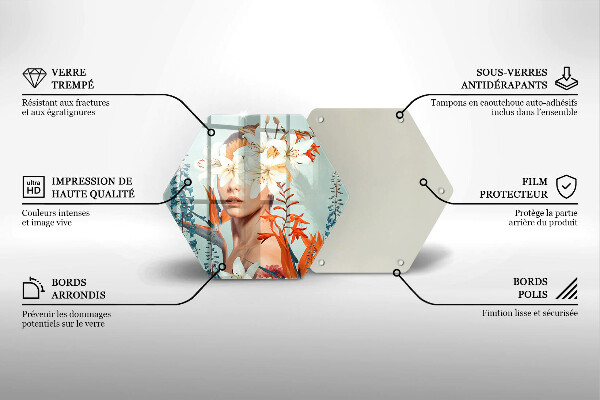 Tabla de cortar de vidrio Mujer en flores