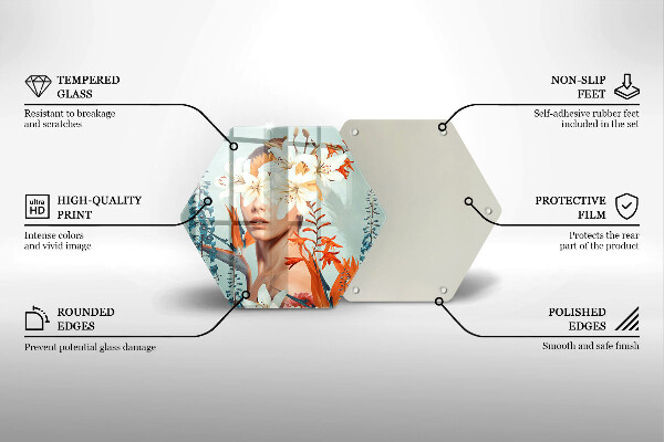 Tabla de cortar de vidrio Mujer en flores
