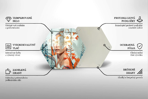 Tabla de cortar de vidrio Mujer en flores