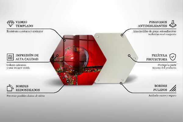 Tabla de cortar de vidrio Fruta de manzana en agua