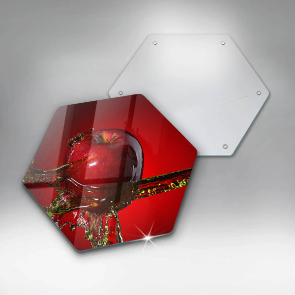 Tabla de cortar de vidrio Fruta de manzana en agua