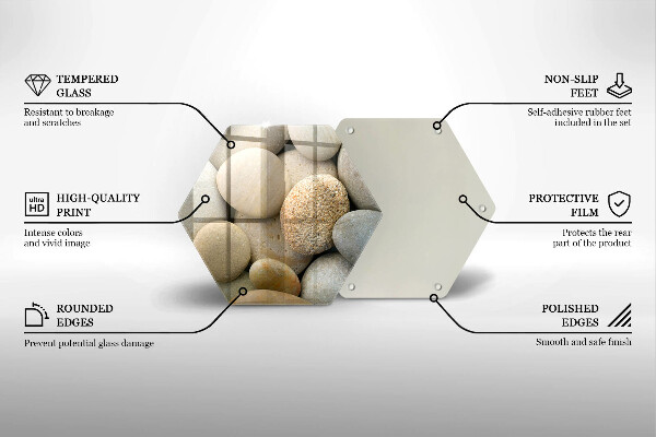 Tabla de cortar de vidrio Patrón de piedras ovaladas