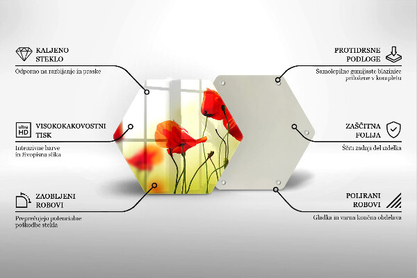 Tabla de cortar de vidrio Flores de amapolas rojas