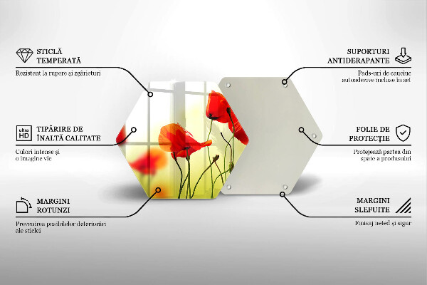 Tabla de cortar de vidrio Flores de amapolas rojas