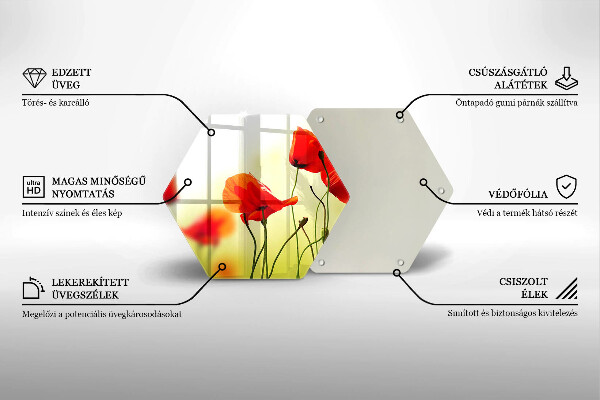 Tabla de cortar de vidrio Flores de amapolas rojas