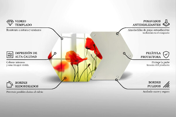 Tabla de cortar de vidrio Flores de amapolas rojas