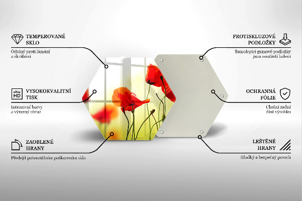Tabla de cortar de vidrio Flores de amapolas rojas