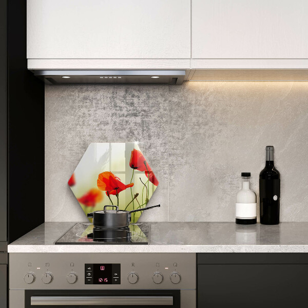 Tabla de cortar de vidrio Flores de amapolas rojas