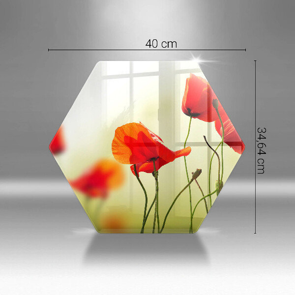 Tabla de cortar de vidrio Flores de amapolas rojas