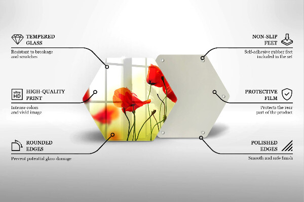 Tabla de cortar de vidrio Flores de amapolas rojas