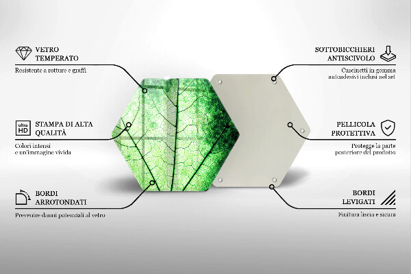 Tabla de cortar de vidrio Hoja de vena decorativa