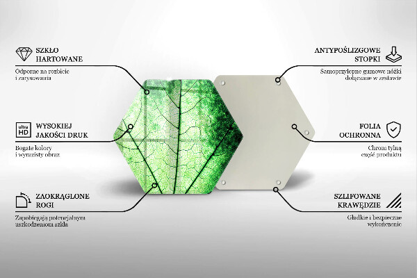 Tabla de cortar de vidrio Hoja de vena decorativa
