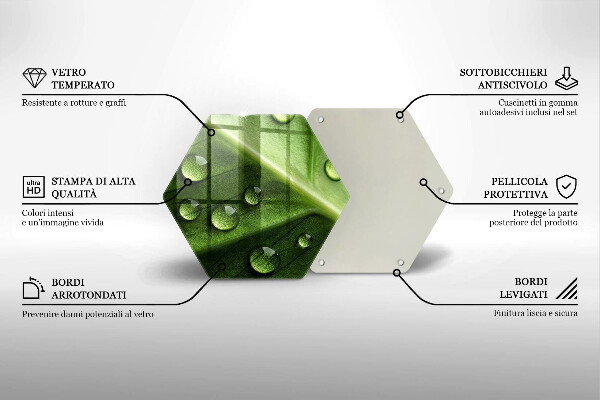 Tabla de cortar de vidrio Hoja y rocío de la naturaleza