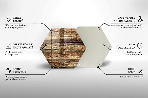 Tabla de cortar de vidrio Textura de tablón de madera