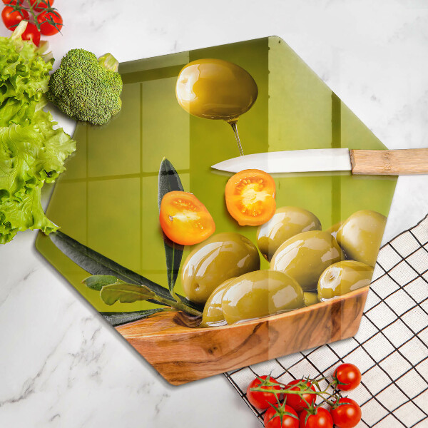 Tabla de cortar de vidrio Aceitunas sabrosas