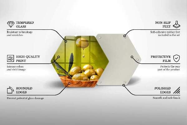 Tabla de cortar de vidrio Aceitunas sabrosas