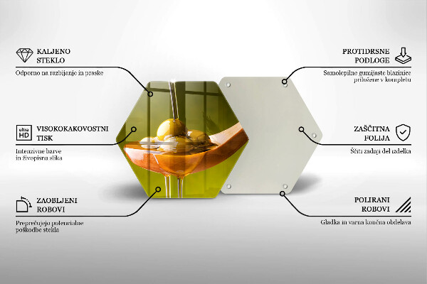 Tabla de cortar de vidrio Aceite de oliva y aceitunas