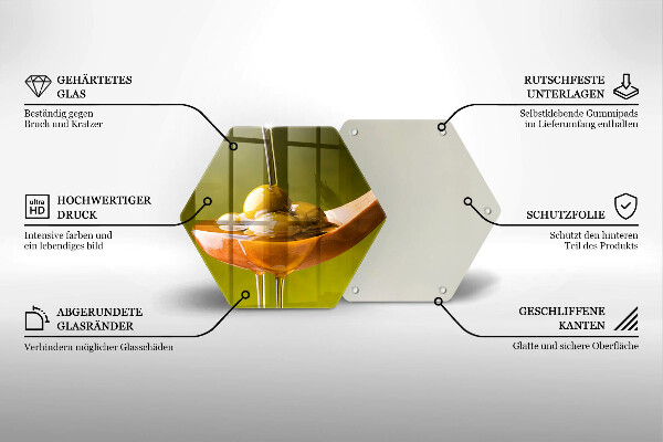 Tabla de cortar de vidrio Aceite de oliva y aceitunas