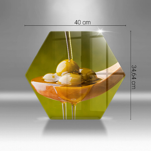 Tabla de cortar de vidrio Aceite de oliva y aceitunas