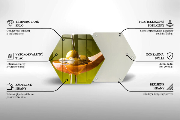 Tabla de cortar de vidrio Aceite de oliva y aceitunas