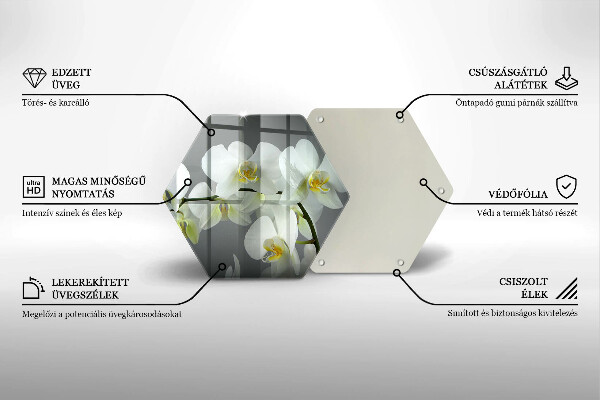 Tabla de cortar de vidrio Flores de orquídeas blancas
