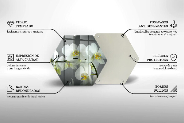 Tabla de cortar de vidrio Flores de orquídeas blancas