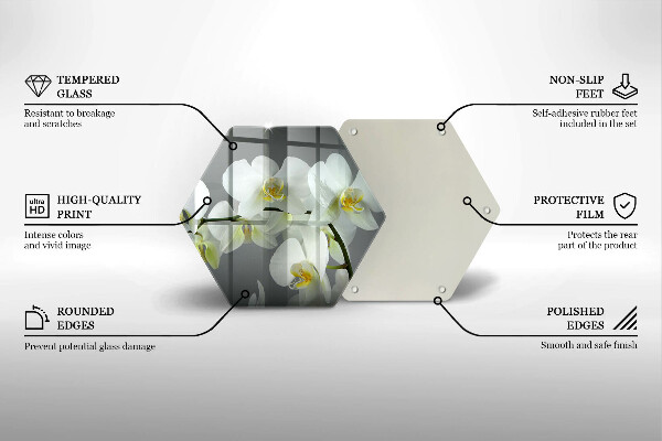 Tabla de cortar de vidrio Flores de orquídeas blancas