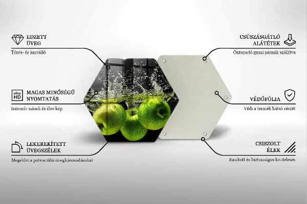 Tabla de cortar de vidrio Manzanas verdes y agua