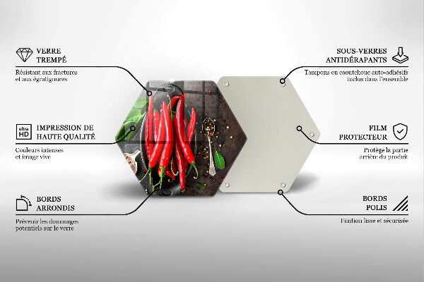 Tabla de cortar de vidrio Chiles rojos