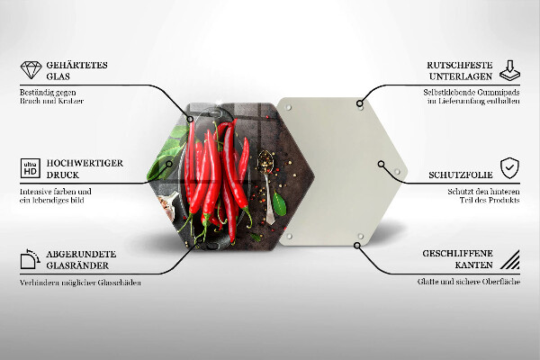Tabla de cortar de vidrio Chiles rojos