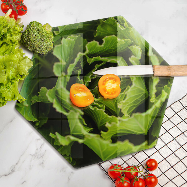 Tabla de cortar de vidrio Comer hojas de lechuga