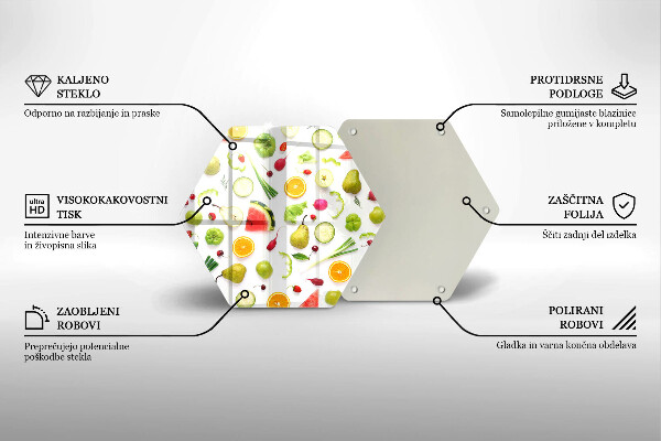 Tabla de cortar de vidrio Patrón de frutas y verduras