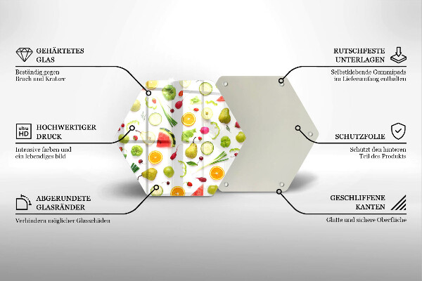 Tabla de cortar de vidrio Patrón de frutas y verduras
