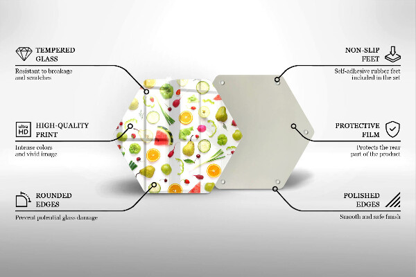 Tabla de cortar de vidrio Patrón de frutas y verduras