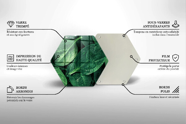 Tabla de cortar de vidrio Hojas de albahaca