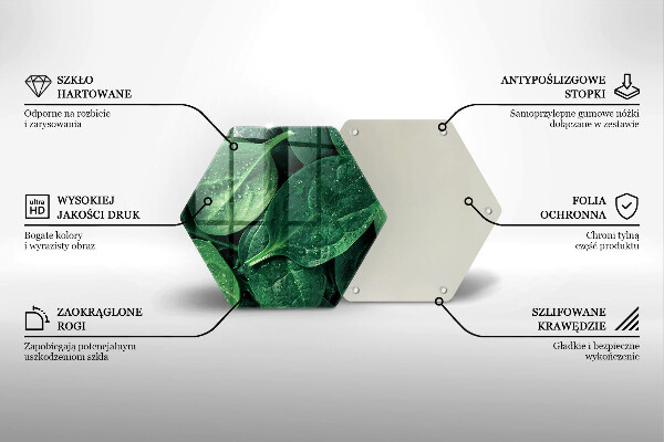 Tabla de cortar de vidrio Hojas de albahaca