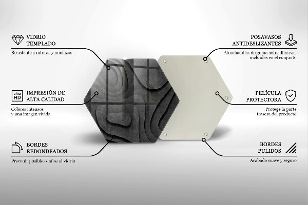 Tabla de cortar de vidrio Formas de piedra 3d