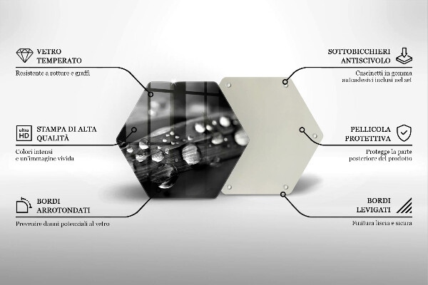 Tabla de cortar de vidrio Gotas de rocío sobre las hojas