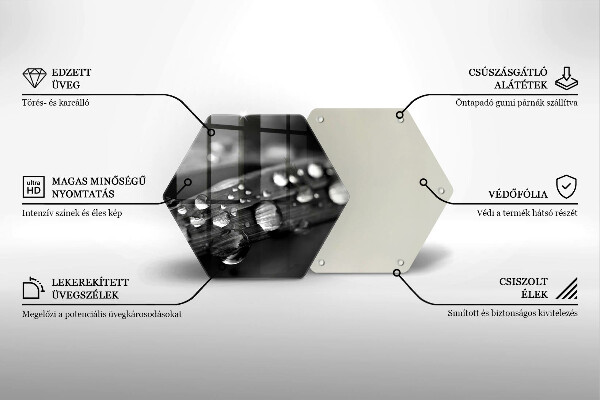 Tabla de cortar de vidrio Gotas de rocío sobre las hojas