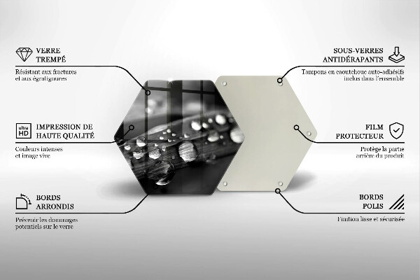 Tabla de cortar de vidrio Gotas de rocío sobre las hojas
