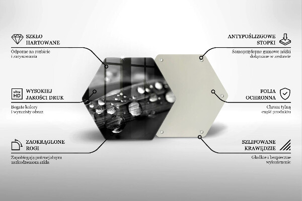 Tabla de cortar de vidrio Gotas de rocío sobre las hojas