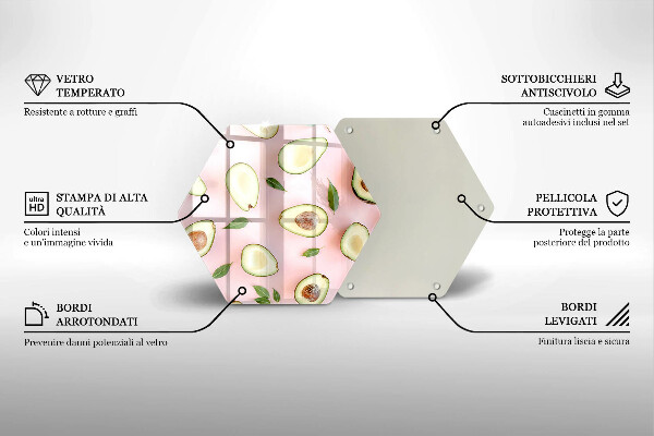 Tabla de cortar de vidrio Patrón de aguacate