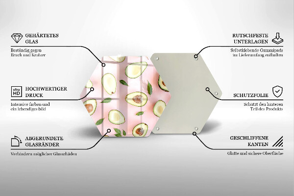Tabla de cortar de vidrio Patrón de aguacate