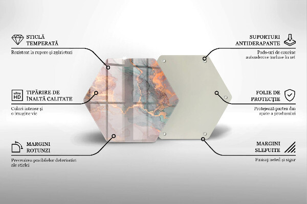 Tabla de cortar de vidrio Mármol con oro