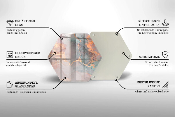 Tabla de cortar de vidrio Mármol con oro