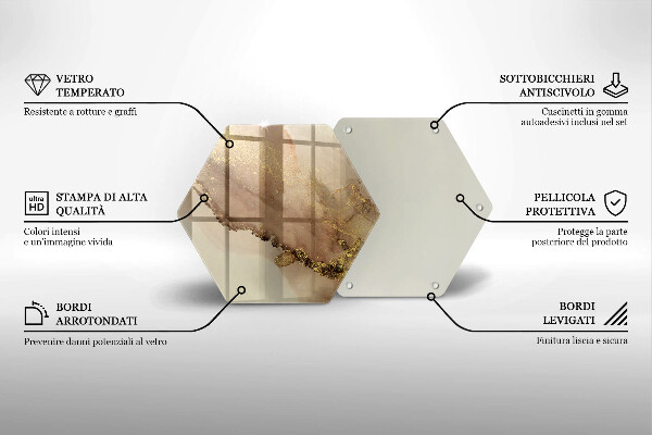 Tabla de cortar de vidrio Abstracción de oro