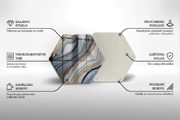 Tabla de cortar de vidrio Roca con oro