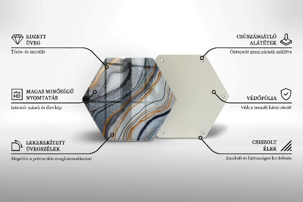 Tabla de cortar de vidrio Roca con oro