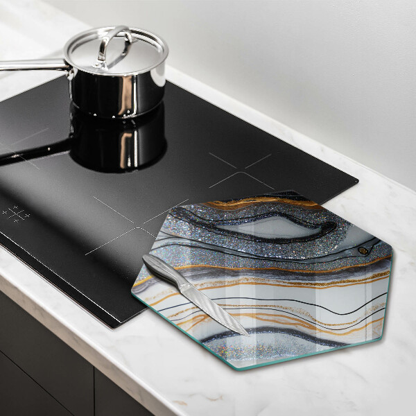 Tabla de cortar de vidrio Roca con oro